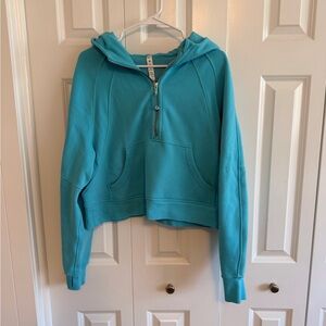 Lulumon Turquoise Scuba Half-Zip Hoodie Sweatshirt - Women size 12